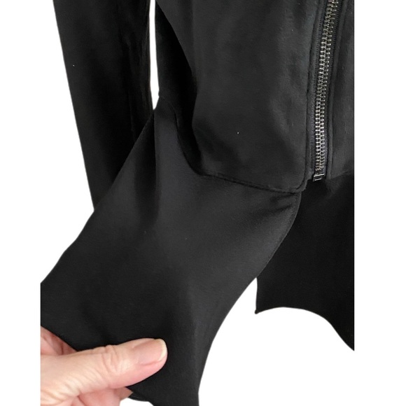 Style & Co Black Faux Suede Peplum Jacket Long Sleeve Size Medium Petite - Picture 5 of 11